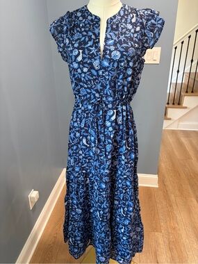 Vineyard Vines Camila Flutter Sleeve Maxi Dress XS NWT Coastal Shell Print